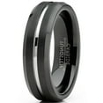 thumbnail image 2 of Metal Masters Mens Tungsten Wedding Band Black Ring Silver Two-Tone Grooved Center 6mm, 2 of 5