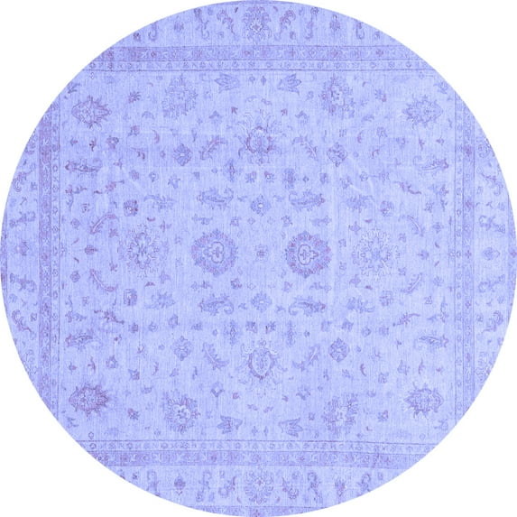 Ahgly Company Indoor Round Oriental Blue Traditional Area Rugs, 3' Round