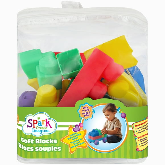 Spark Create Imagine Squeezable Building Blocks 26 Pieces for Motor Skill Development for Ages 12+ Months