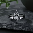 thumbnail image 5 of Vintage Black Rutilated Quartz Engagement Ring Set in 14K Black Gold Vermeil- Kite Cut Promise Ring for Women- Unique Bridal Wedding Ring Set, 5 of 7