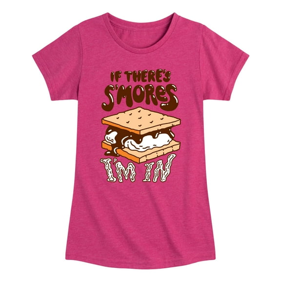 Instant Message - If There's S'mores, I'm In - Toddler & Youth Girls Short Sleeve Graphic T-Shirt