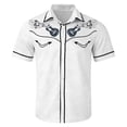 thumbnail image 4 of Western Cowboy Print Short Sleeve Button Down Shirts for Men Casual Camp Shirt Classic Yoke Design White XXXL, 4 of 4