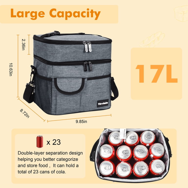 Tirrinia Large Insulated Lunch Bag, Dual Compartment photo 3