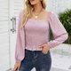 thumbnail image 2 of Mujeres moda Casual cuello cuadrado Color sólido manga larga suelta camiseta blusa Tops Fridja  bvmnju2891, 2 of 6