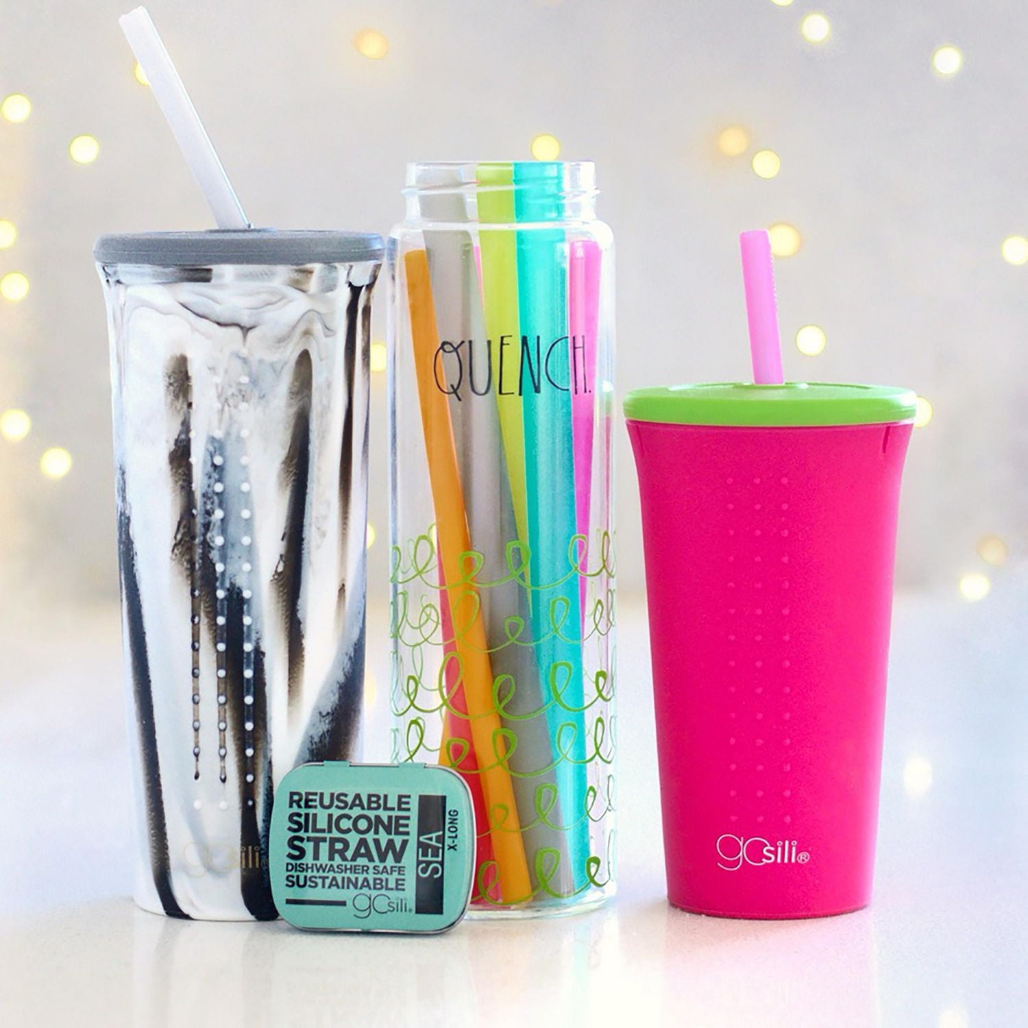 GoSili Straw Cup, 24oz. 1pk. Calacatta