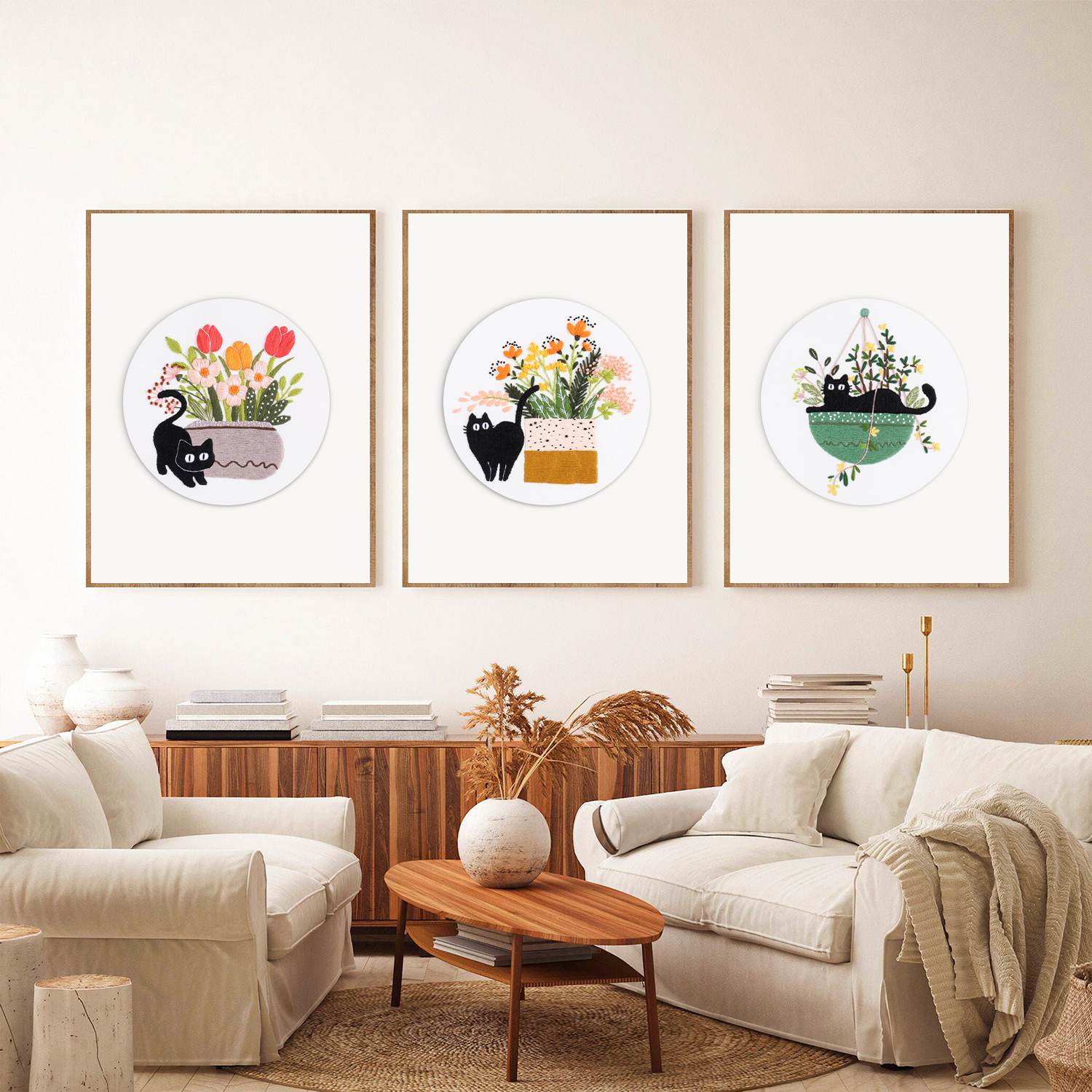 RidaaFri Embroidery Kit for Beginners, 3-Set Cat Patterns photo 8