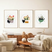 RidaaFri 3 Sets Beginner Embroidery Kit, DIY Cat Patterns, Adults Craft Set, Video Tutorial