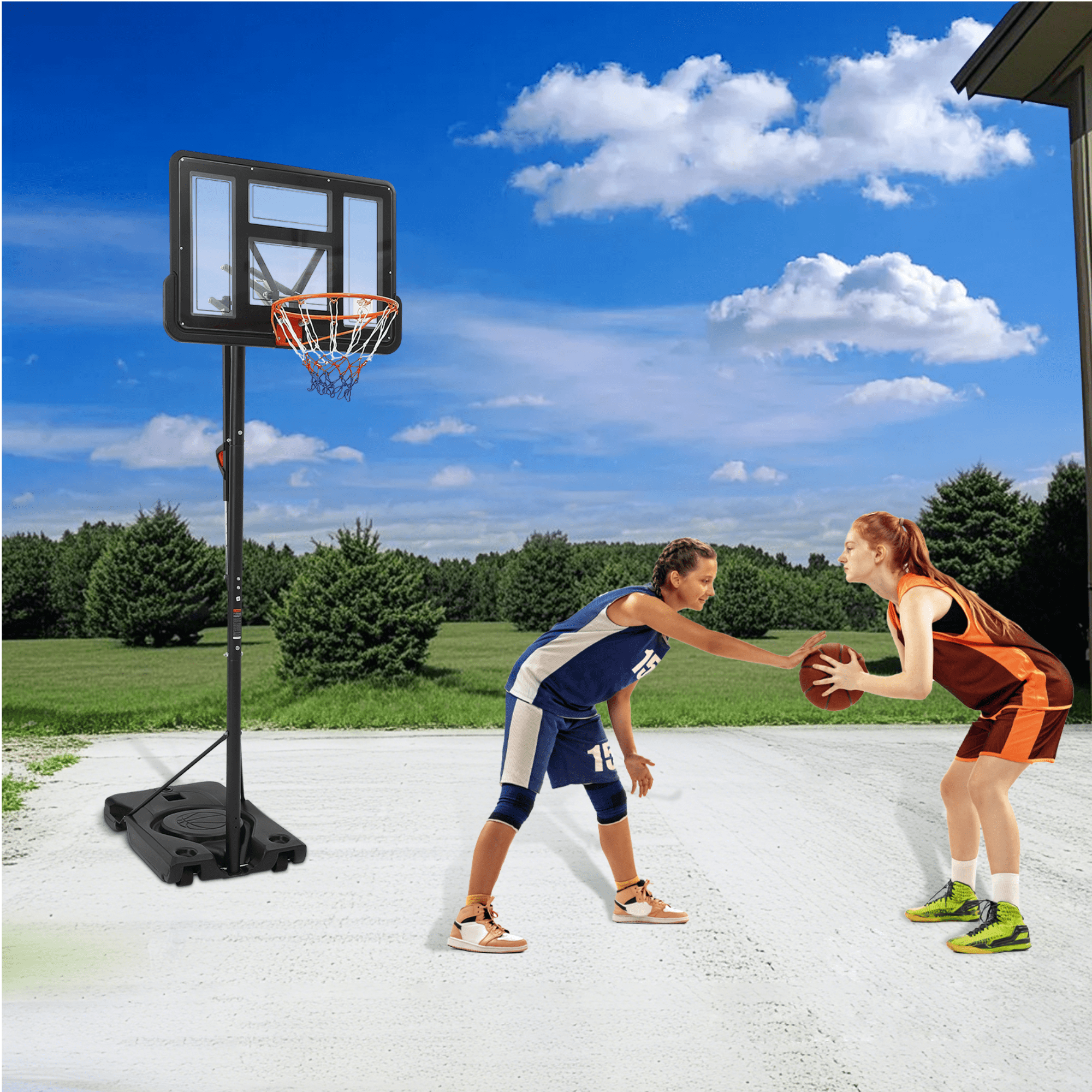 Portable Basketball Hoop System | 10ft Height-Adjustable Goal with 44" Backboard for Driveway & Backyard