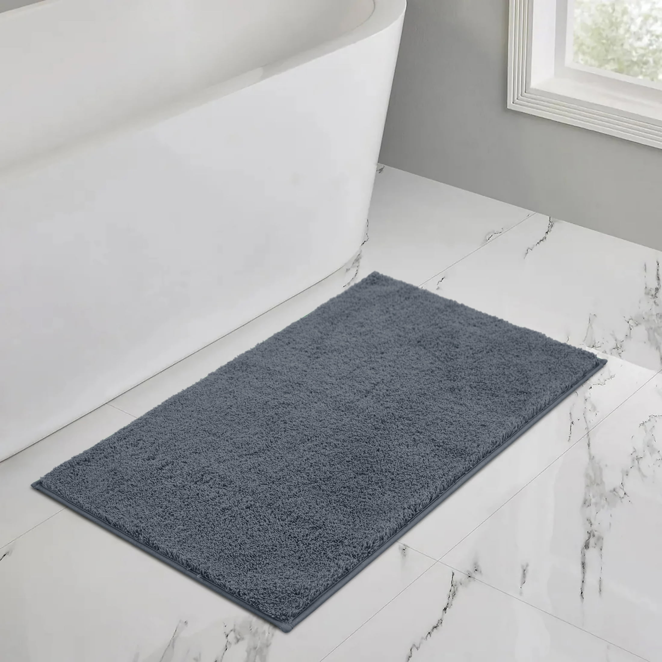 Mainstays Performance Recycled Polyester Bath Rug, Soothing Grey, 24x40"
