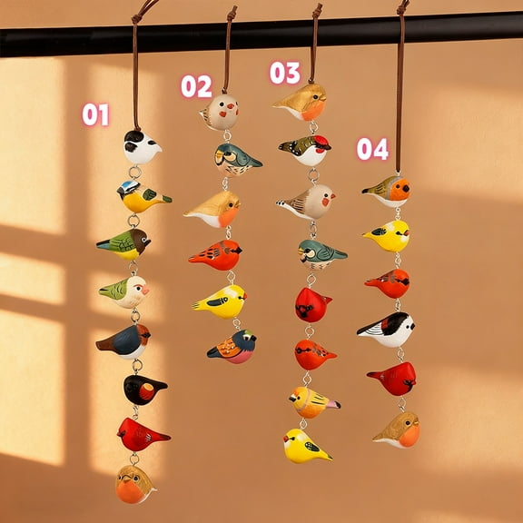 ARLUCKAT Hand-Carved Bird Ornament, 6/8 Hand Crafted Birds, Christmas Animal Ornaments