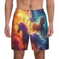 thumbnail image 2 of Picia Dreamy Night Sky White Horse pattern Mens Swim Trunks with Compression Liner Stretch Beach Shorts Quick Dry with Zipper Pockets No-Chafing Board Shorts-X-Large, 2 of 9