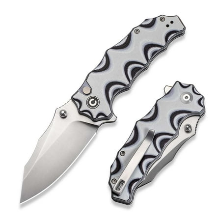 CIVIVI Natterjack Pocket Folding Knife with 3.19 14C28N Blade and Milled White and Black Layered G10 Handle C24028-3