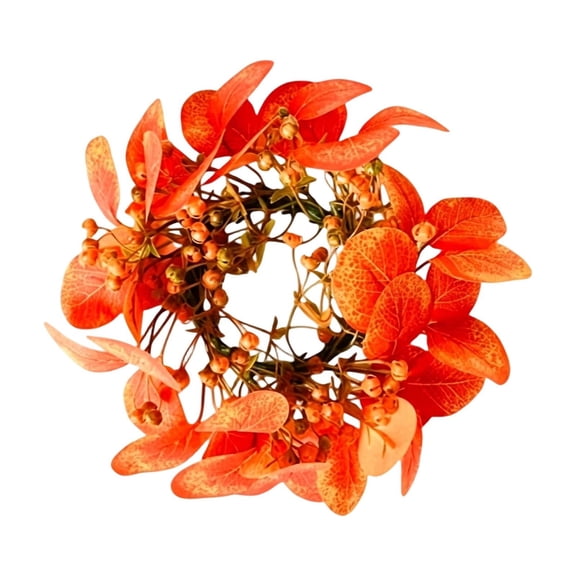 Fall Eucalyptus Candle Wreath, Artificial Thanksgiving Candle Ring for Dining Table Centerpieces Fall Decor