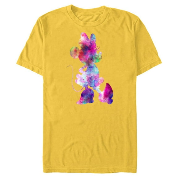 Disney Minnie Mouse Silhouette Cosmic Tie Dye - Short Sleeve Blended T-Shirt for Adults - Customized-Yellow