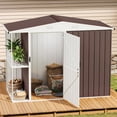 thumbnail image 2 of Uforic 8x4 FT Oversized Steel Storage Shed with Ventilation, Lockable Doors, and Sloped Roof for Outdoor, Brown, 2 of 10