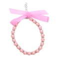 thumbnail image 1 of Collar de perlas de imitación para perros y gatos, con accesorios brillantes y lazo de cinta, joyería para cachorros, perras y gatas, color rosa, 1 of 5