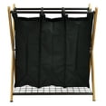 thumbnail image 3 of Oceanstar X-Frame Bamboo 3-Bag Laundry Sorter, Black, 27 in L x 19.1 in W x 29.75 in H, Age Group: Adults, 3 of 12