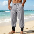 thumbnail image 4 of QSXADF Men's Casual Jogger Pants Loose Drawstring Pants Linen Breathable Drawstring Waist Pocket Jogger Pants Men's Casual Trousers, 4 of 6