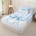 thumbnail image 2 of Homewish Blue Coquette Bowknot Kids Zipper Twin Comforter Sets with Fitted Sheet and 2 Pillowcases,Geometric Striped Polka Dots Zipper Bedding Set For Girl,Colorful Stars Reversible,4-Piece, 2 of 7
