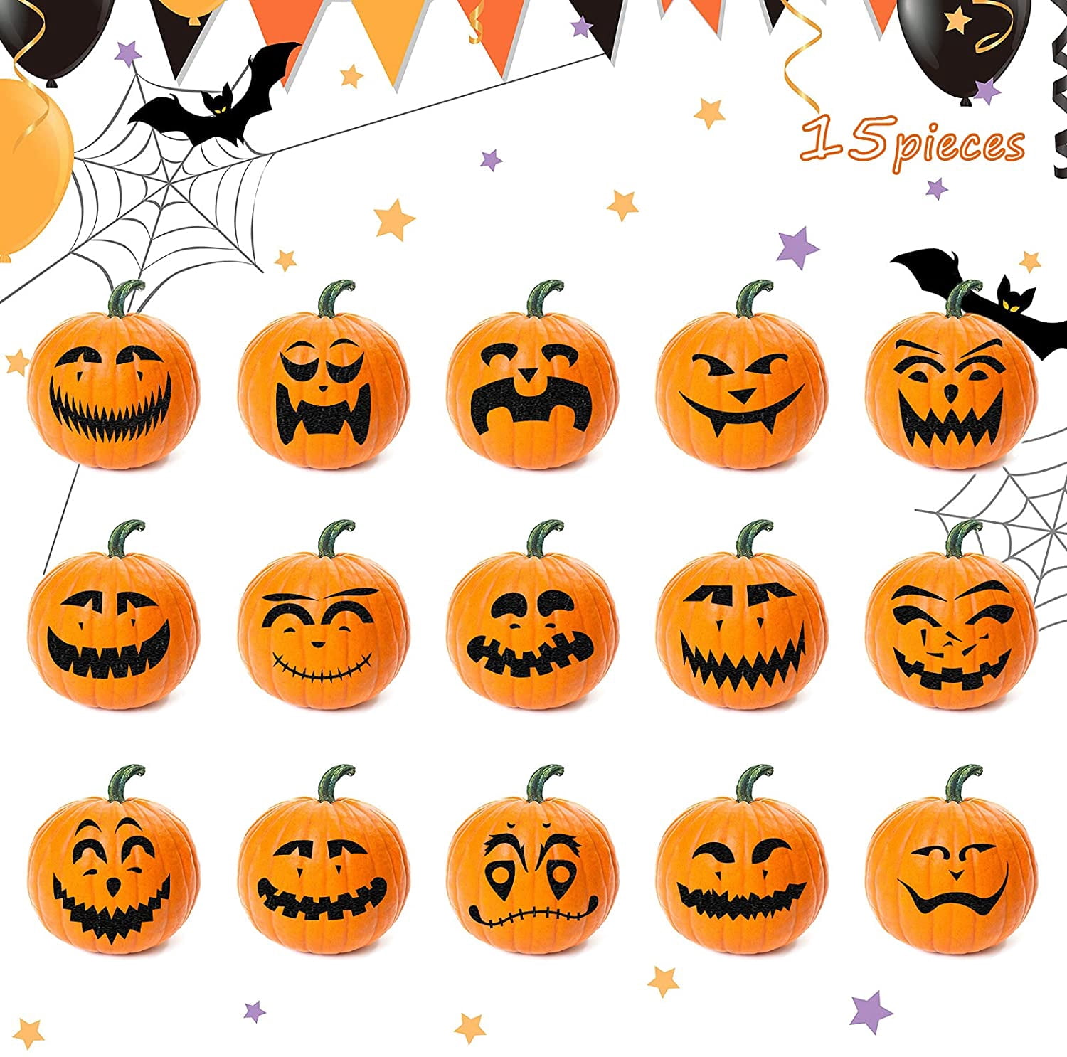 Kit 32 Pièces Citrouilles Mousse Halloween - Autocollants Visages Pour Bricolage Enfants
