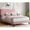 Pink, variant on Queen Size Bed Frame with Headboard, Upholstered Platform Bed Frames with Crystal Diamond Tufted, Easy Assembly, Wooden Slats Support, No Box Spring Needed, Pink