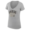 thumbnail image 2 of Women's G-III 4Her by Carl Banks Heather Gray New Orleans Saints Filigree Logo Lightweight V-Neck Fitted T-Shirt, 2 of 3