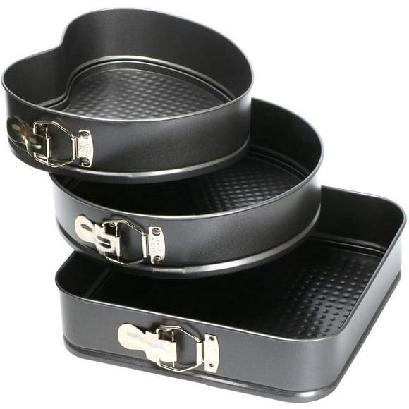 3 piece bakeware set, cake baking pan, baking pan, round, square and heart shape