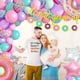 thumbnail image 4 of 81 piezas de decoración de fiesta de cumpleaños de donut, kit de guirnalda de globos de donut, suministros para fiestas de crecimiento, pancartas, confeti rosa, azul aguamarina, globos de látex para, 4 of 5