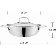 Vinod Smart Triply Stainless Steel Extra Deep Kadai with Lid - 26cm (3.7Ltrs) (Induction Friendly)