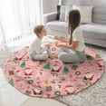 thumbnail image 3 of Pink Christmas Santa Pattern Round Blanket,Comfortable Soft Flannel Throw Blanket,All Season,Warm Lightweight Blankets for Sofa Bed Couch Living Room Chair 60"x60", 3 of 5