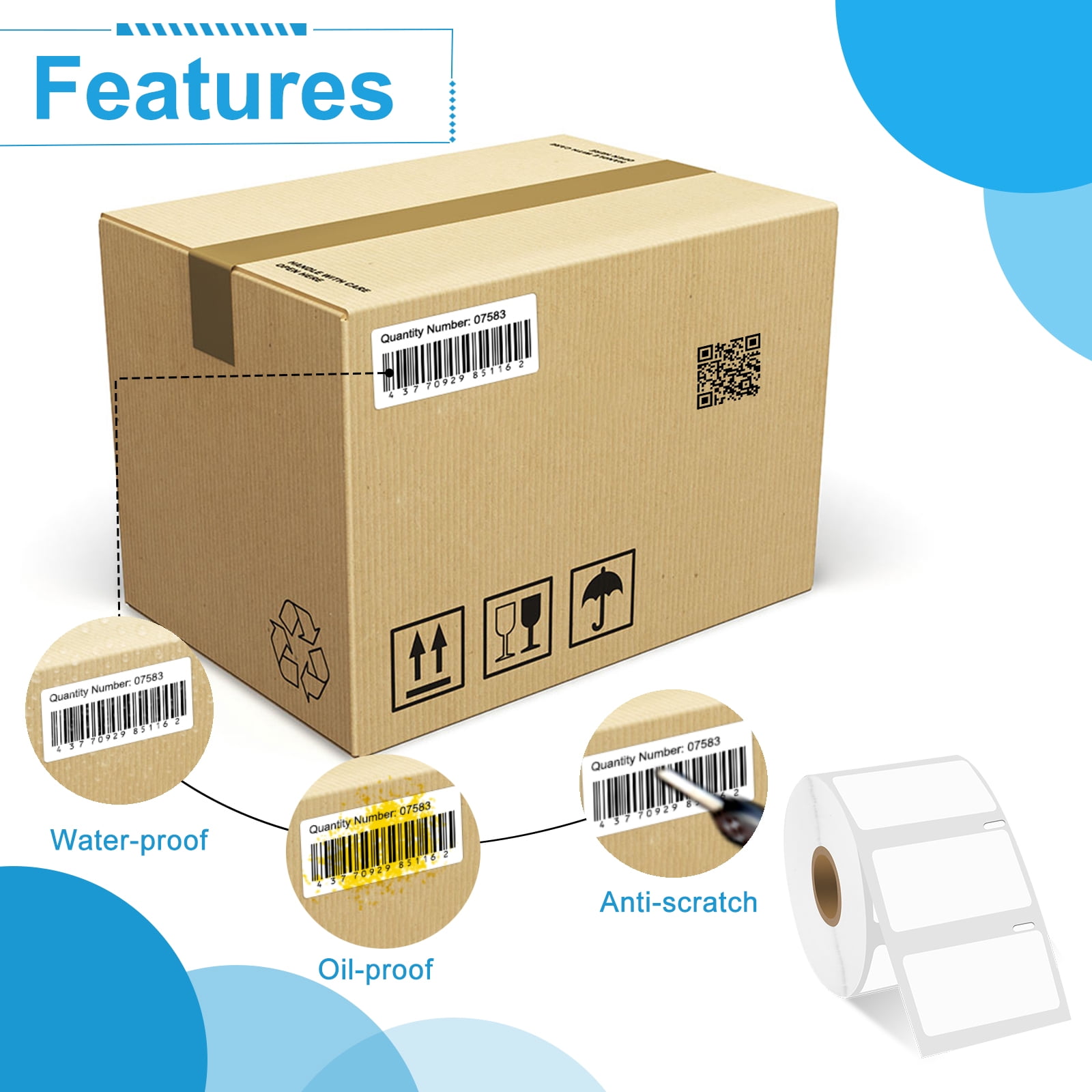NineLeaf 3 Rolls Compatible for DYMO 30334 2-1/4 in x 1-1/4 in Direct Thermal Shipping Address Barcode Labels, 1000 Labels Per Roll