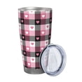 thumbnail image 2 of Vsdgher Heart Plaid 20 Oz Stainless Steel Vacuum Insulated, Travel Mug Coffee Cup for Home, Office, Outdoor Works Great for Ice Drinks and Hot Beverage -Without Straw, 2 of 8
