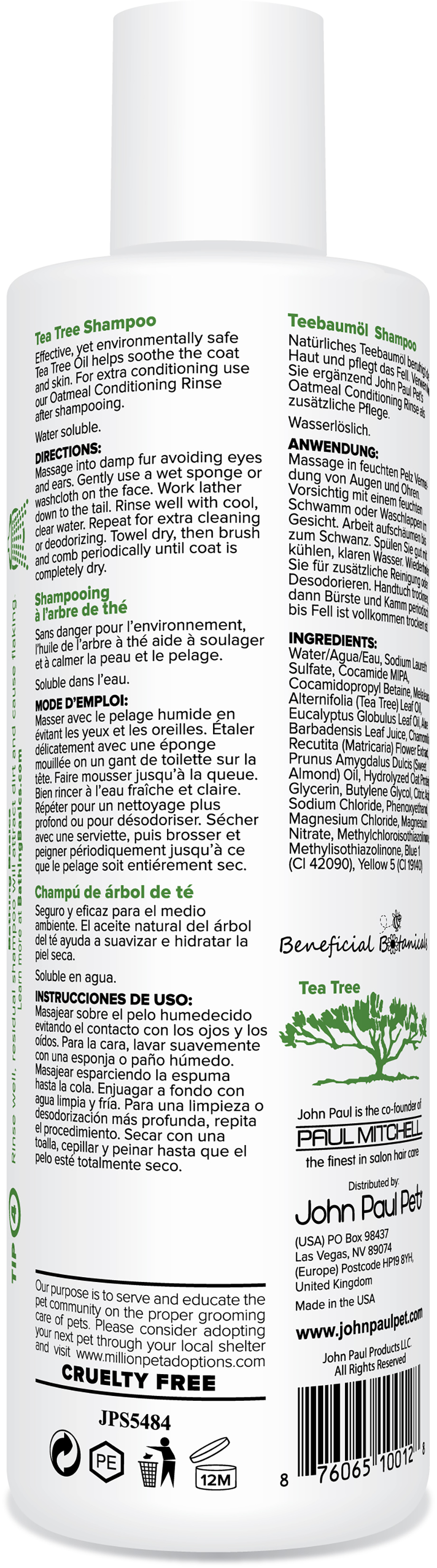 John Paul Pet Tea Tree Shampoo 16Oz Walmart Canada