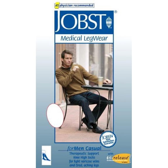 Jobst for Men Casual Support Socks 15-20mmHg Large Full Calf Black