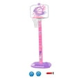 thumbnail image 2 of Aro de baloncesto para niños y con pelotas para regalos de niños y niñas soporte de baloncesto con bomba de aire para el patio trasero Rosa, 2 of 8