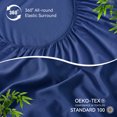 thumbnail image 4 of JELLYMONI 4 Pieces Cooling Twin Sheets Set, Microfiber & Bamboo Sheet Set, Breathable & Wrinkle Free - 16" Deep Pockets Bedding Sheets & Pillowcases,Dark Blue, 4 of 7