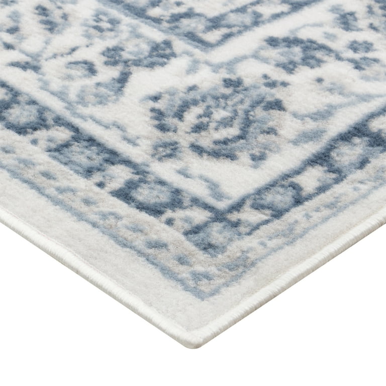 Mainstays Slate Blue Floral, Indoor Area Rug, 4'11" x 6'6"