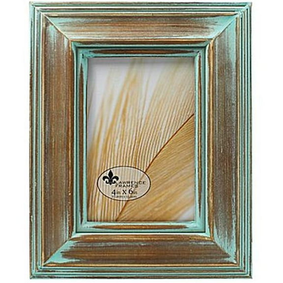LawrenceFrames 5 x 7 in. Weathered Wood with Verdigris Wash Picture Frame, Brown
