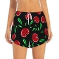 thumbnail image 2 of Yiaed Cherry Print Women's Running Shorts with Liner 3 Zipper Pockets Elastic Workout Athletic Gym Yoga Shorts-XX-Large, 2 of 7