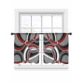 thumbnail image 2 of Grey Geometric Semi Sheer Curtains 45 Inch Length 2 Panels Set, Modern Abstract Black White Red Striped Sheer Kitchen Curtain Privacy Voile Window Curtain for Living Room Bedroom Rod Pocket Drapes, 2 of 7
