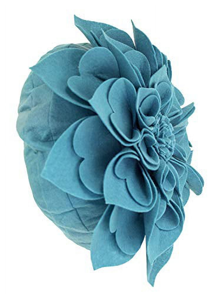 Fennco Styles Handmade 3D Heart-Shaped Petals Flower Decorative Throw Pillow Cover & Insert 16 Inch Round - Teal Floral Pillow for Couch, Home Dcor, Bedroom Dcor and Holiday, Housewarming Gift
