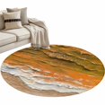 thumbnail image 2 of Coastal Ocean Round Living Room Rugs 4 ft, Beach Dark Orange Waves Gradient Oil Painting Washable Area Rug with Non-Slip Sturdy Edge Binding Round Carpet for Entryway Kitchen Bedroom Bathroom, 2 of 9