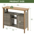 thumbnail image 6 of Uforic Patio Outdoor Buffet Sideboard Cabinet with Doors & Shelves, Wood & Wicker Storage Cabinet - Brown, 6 of 9