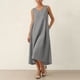 thumbnail image 5 of Vestido Corto para Mujeres Moda de Verano Sólido Cuello en V sin Mangas Bolsillo Plisado Vestido Casual Diario, 5 of 6