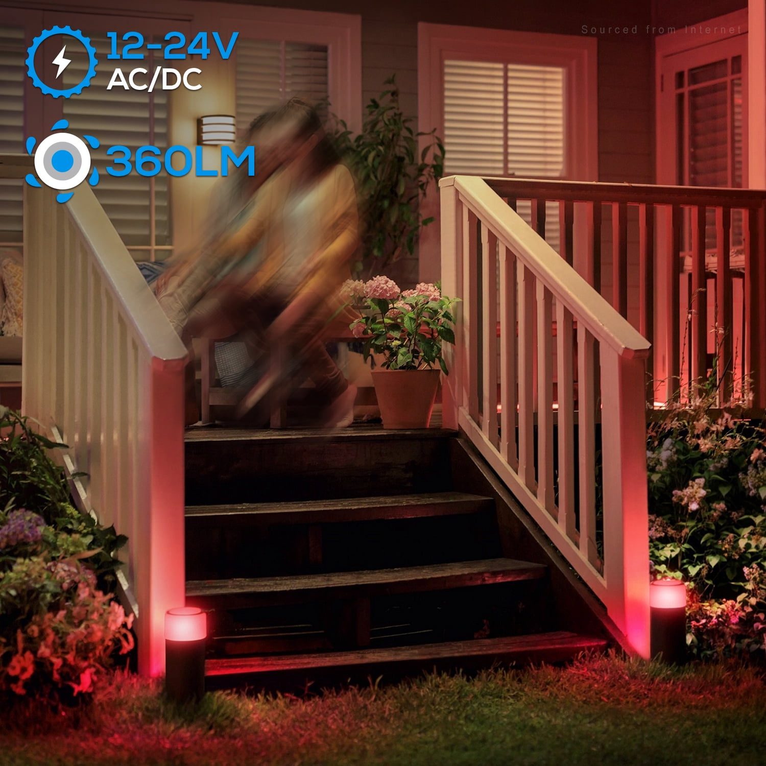 12 Pack LED Bollard Pathway Lights, Low Voltage Landscape Lighting, Garden Lights for Yard, Patio, Lawn, RGBW