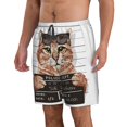 thumbnail image 2 of KLL Cat Holding Mugshot Sign Men's Casual Summer Beach Shorts Hawaiian Shorts with Pockets-Large, 2 of 9