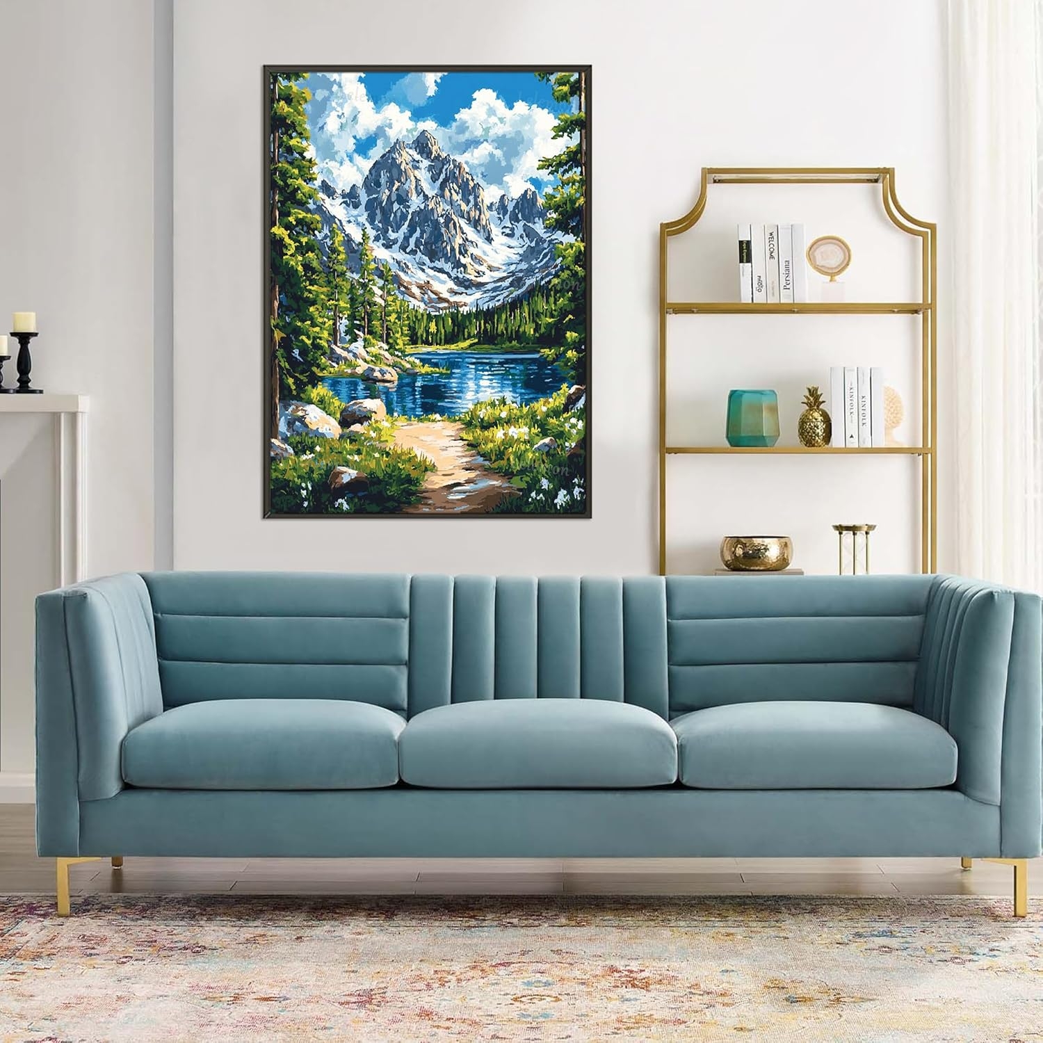 Adult diamond art set, adult diamond painting set, Yellowstone National Park 5D diamond painting set with diamond art accessories, suitable for home wall decoration 16 x 20 inches frameless