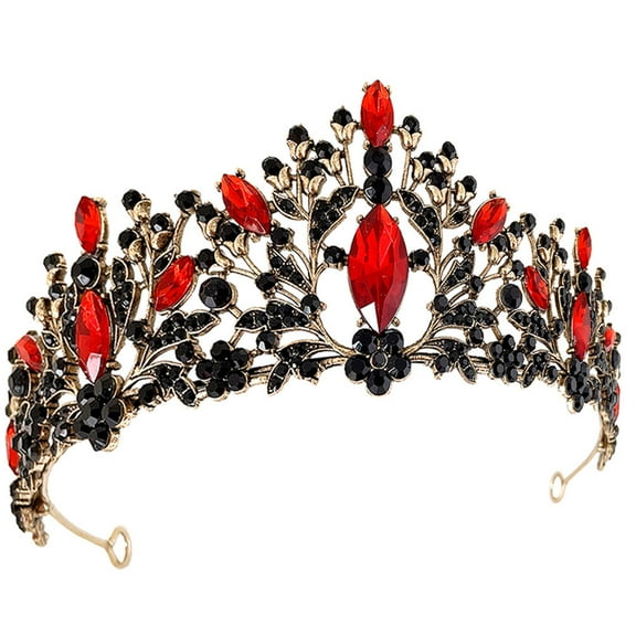 WASHWEPE Rhinestone Tiaras Bridal Crown Red 1Pack