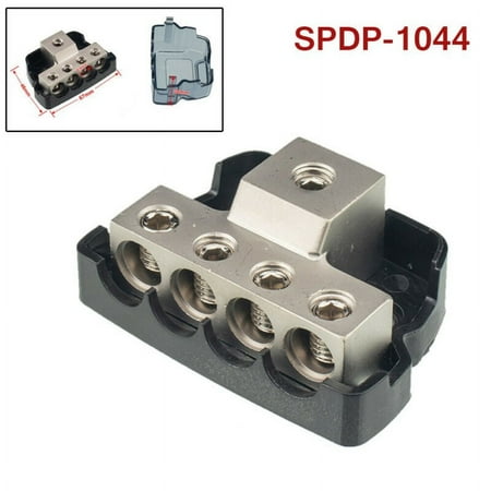 

RANMEI Car Junction Box Car Audio Power Fuse Holder Distribution Block Junction Box Mini Series 1/0 Gauge In To4 Gauge Out Spdp-1044