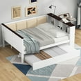 thumbnail image 2 of Mintazer Farmhouse Full Daybed Frame with Trundle & Charging Station, Upholstered Backrest & Headboard Storage Shelves Bed for Bedroom, White, 2 of 13